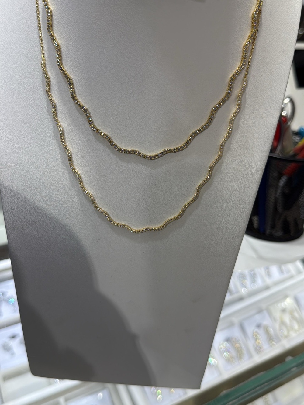 Gold and diamond wave tennis - Wavy Tube Chain Necklace - Women Jewelry lab